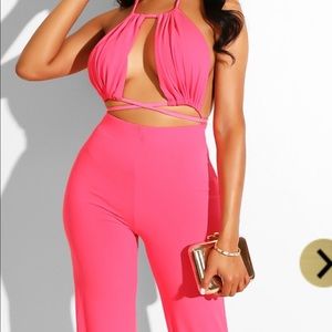 Sexy neon pink jumpsuit